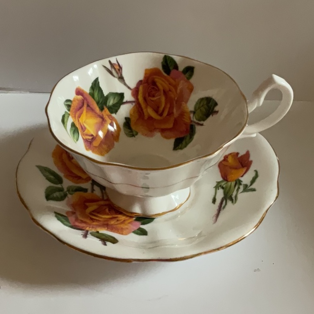 Vintage Queen Anne Anniversary Rose tea cup and saucer